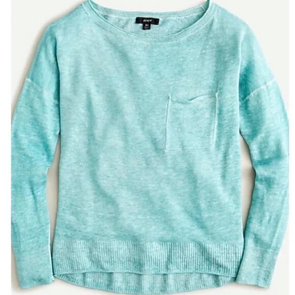 J. Crew Crewneck Sweater In Faded Linen Knit Blue Lightweight Womens Medium